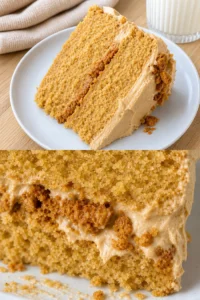 Leckerer Biscoff Kuchen mit Karamell und Biscoff-Keksen dekoriert.