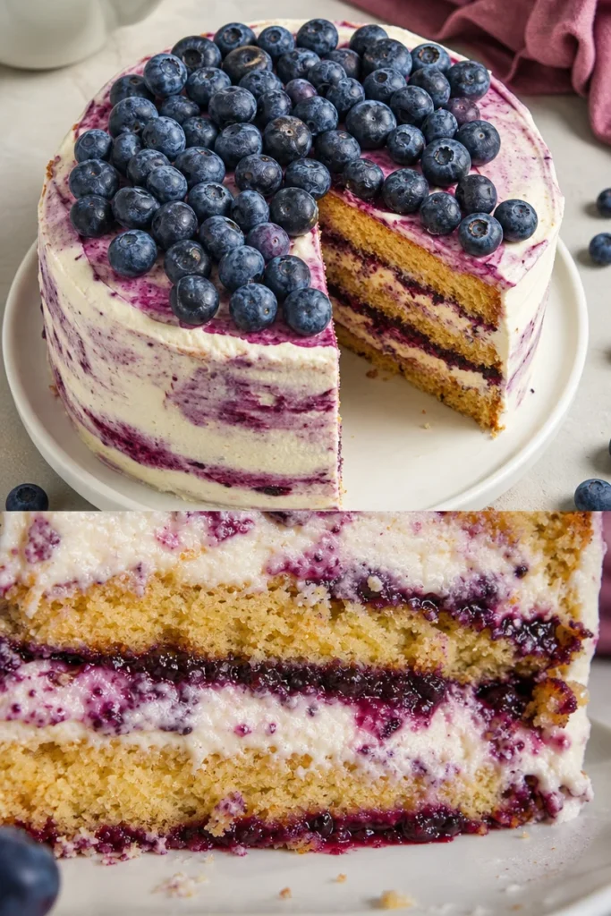 Blaubeertorte mit Frischkäse und Biskuit 2 Blaubeertorte mit Frischkäse und Biskuit