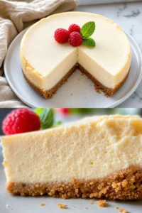 Cremiger New York Cheesecake 1 Cremiger New York Cheesecake mit frischem Obst und Sahne garniert