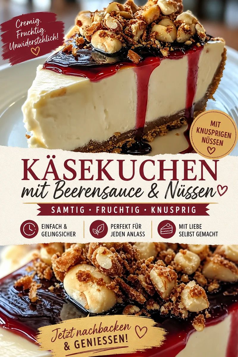 Cremiger Nuss Käsekuchen ohne Backen – Einfach & Schnell! Cremiger Nuss Käsekuchen ohne Backen – Einfach & Schnell! - Entdecke das leckere Rezept für einen cremigen Nuss Käsekuchen, der ohne Backen auskommt! Dieser Kuchen ist perfekt für alle, die ein beeindruckendes Dessert möchten, das im Handumdrehen zubereitet ist. Lass dir dieses genussvolle Erlebnis nicht entgehen und verwöhne deine Gäste mit diesem unwiderstehlichen Käsekuchen. Probiere jetzt mein Rezept! #NussKäsekuchen #Dessertrezepte #ohneBacken