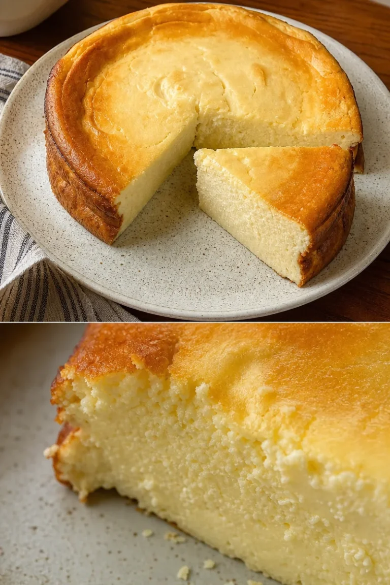 Cremiger Quark Käsekuchen ohne Boden Rezept 3 Cremiger Quark Käsekuchen ohne Boden auf einem Teller serviert