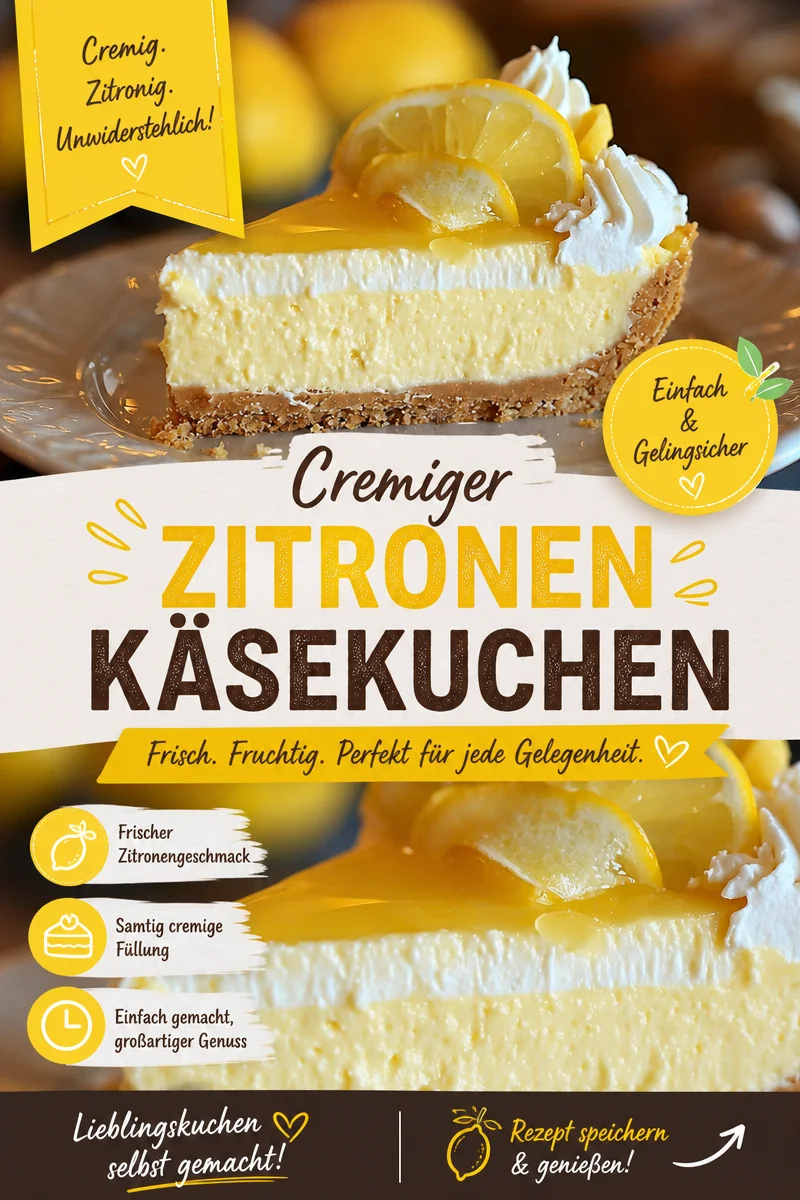 Cremiger Zitronen-Käsekuchen für unvergessliche Anlässe Cremiger Zitronen-Käsekuchen für unvergessliche Anlässe - Entdecke das Rezept für einen himmlischen Zitronen-Käsekuchen, der frisch und cremig ist! Perfekt für besondere Anlässe oder um einfach mal etwas Süßes zu genießen. Lass dich von den leichten Aromen der Zitrone verzaubern und serviere ein Stück Glück! Bereite diesen köstlichen Kuchen und überrasche deine Liebsten. Jetzt ausprobieren! #ZitronenKäsekuchen #Backen #Dessert
