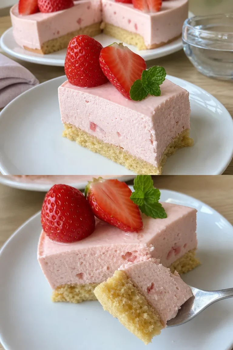 Erdbeer-Schmand-Kuchen Rezept 1 Erdbeer-Schmand-Kuchen auf einem Teller, dekoriert mit frischen Erdbeeren