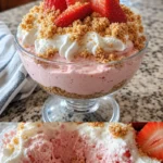 Leckeres Erdbeermousse mit frischen Erdbeeren serviert in einem Glas
