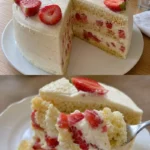 Erdbeertorte ohne Gelatine mit frischen Erdbeeren und Sahne