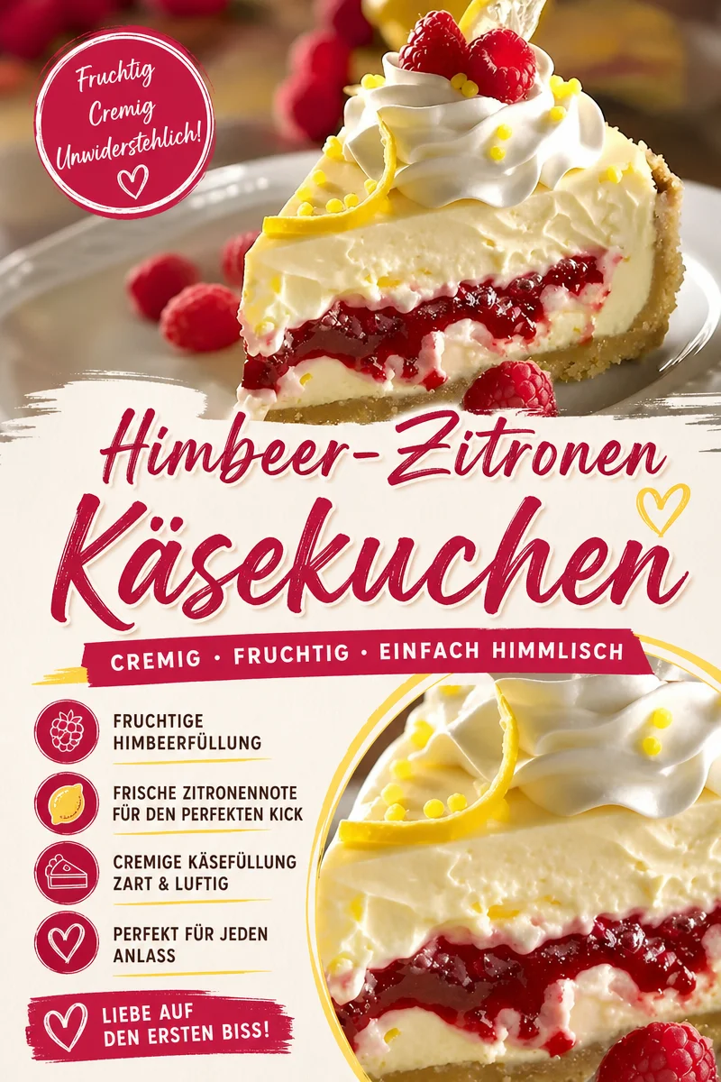 Erfrischender Käsekuchen ohne Backen: Himbeer-Zitronen-Genuss Erfrischender Käsekuchen ohne Backen: Himbeer-Zitronen-Genuss - Hast du Lust auf einen schnellen, köstlichen Nachtisch? Dieser erfrischende Käsekuchen ohne Backen mit Zitrone und Himbeeren ist ideal für warme Tage und begeistert alle Naschkatzen! Einfach zubereitet und perfekt für Feste oder als Genuss für zwischendurch. Probiere es selbst aus und überrasche deine Freunde! #Käsekuchen #Dessert #Himbeeren