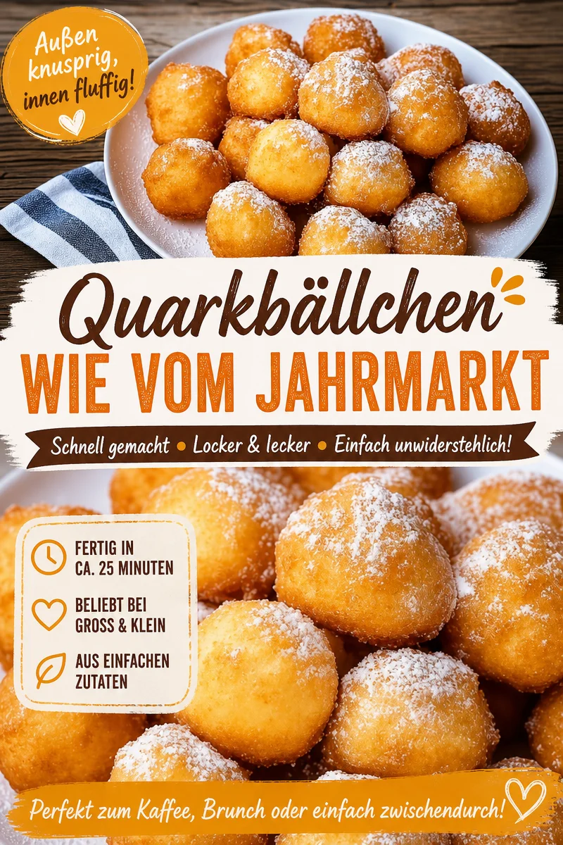 Fluffige Quarkbällchen ganz einfach selber machen - Genuss für die ganze Familie! Fluffige Quarkbällchen ganz einfach selber machen - Genuss für die ganze Familie! - Suchst du nach einem Rezept für eine süße Nascherei, die Kinder und Erwachsene begeistert? Diese fluffigen Quarkbällchen sind einfach in der Zubereitung und perfekt für gemütliche Tage zu Hause. Lass den Duft deiner Kindheit wieder aufleben und verwöhne deine Liebsten mit diesem himmlischen Snack! Probiere es gleich aus und teile deine Fotos! #Quarkbällchen #Rezepte #Wohlfühlküche