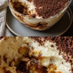 Cremiger Quark Schoko Genuss Nachtisch in einer Schüssel serviert