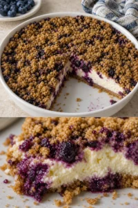 Früchte-Cheesecake mit Heidelbeeren Rezept 10 Früchte-Cheesecake mit Heidelbeeren auf einem weißen Teller