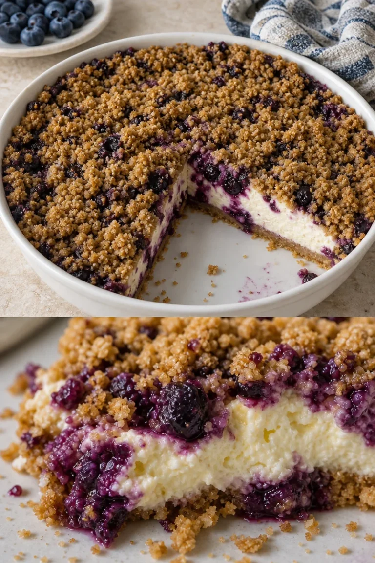 Früchte-Cheesecake mit Heidelbeeren Rezept 6 Früchte-Cheesecake mit Heidelbeeren auf einem weißen Teller