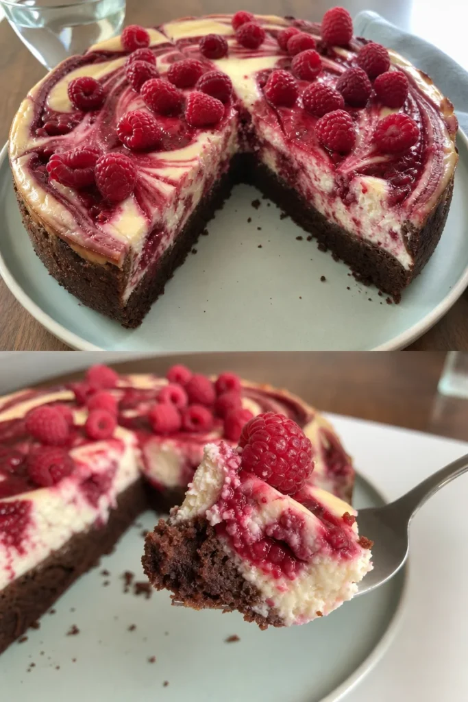 Himbeer Brownie Cheesecake Rezept einfach 2 Himbeer Brownie Cheesecake