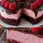 Himbeer Schoko Brownie Torte mit saftigen Himbeeren und Schokolade