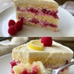 Himbeer-Zitronen-Kuchen: Ein saftiger Kuchen mit frischen Himbeeren und Zitronenaroma.