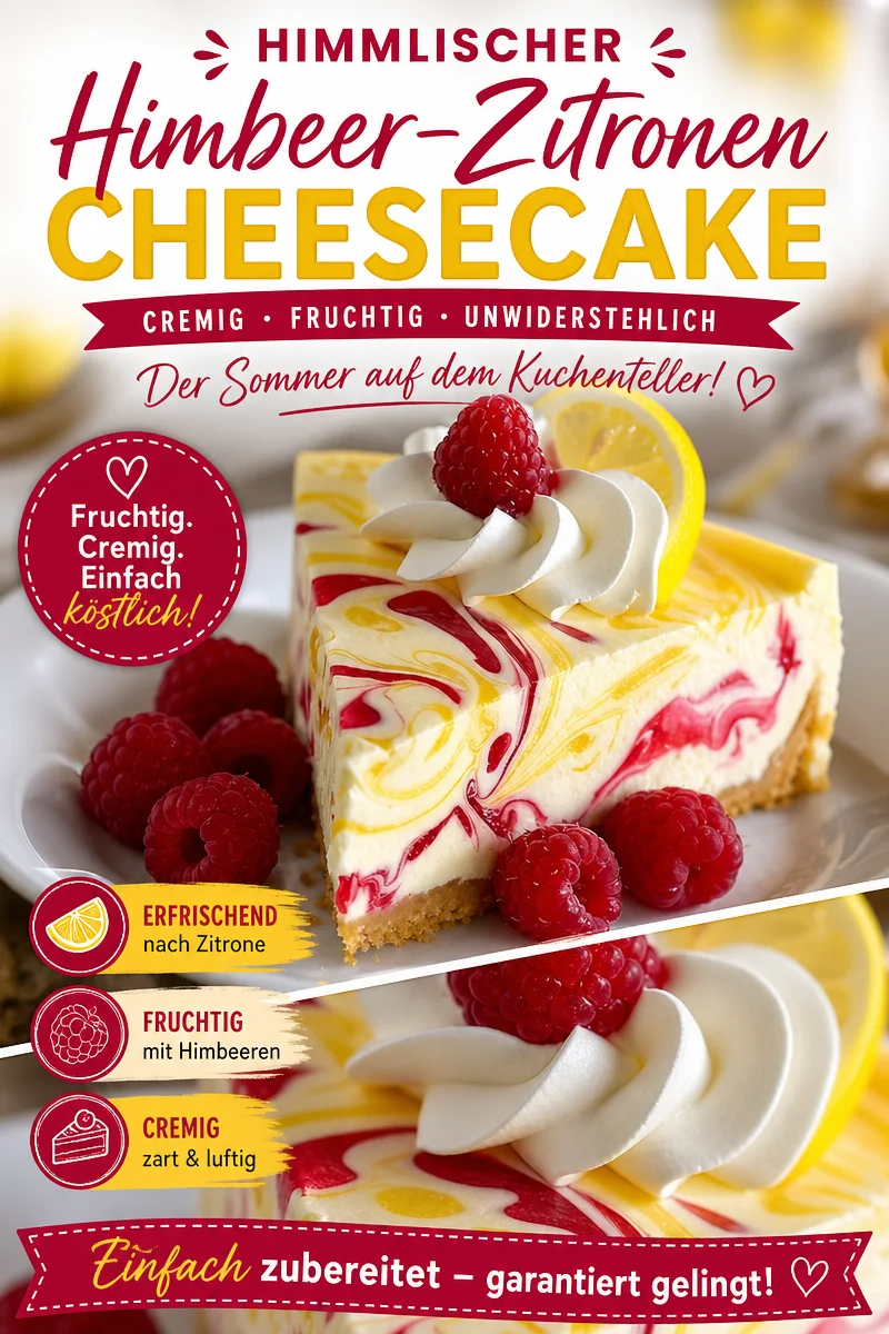 Himbeer-Zitronen-Swirl Käsekuchen: Der perfekte fruchtige Genuss Himbeer-Zitronen-Swirl Käsekuchen: Der perfekte fruchtige Genuss - Bist du bereit für einen fruchtigen Käsekuchen, der frisch und cremig zugleich ist? Unser Himbeer-Zitronen-Swirl Käsekuchen wird dich begeistern! Die Kombination aus himmlischem Käsekuchen und spritziger Zitrone mit einer fruchtigen Himbeernote ist einfach unwiderstehlich. Probiere dieses Rezept und verwöhne deine Geschmacksknospen. Lass dich inspirieren und teile dein Ergebnis! #Käsekuchen #Dessert #Backen