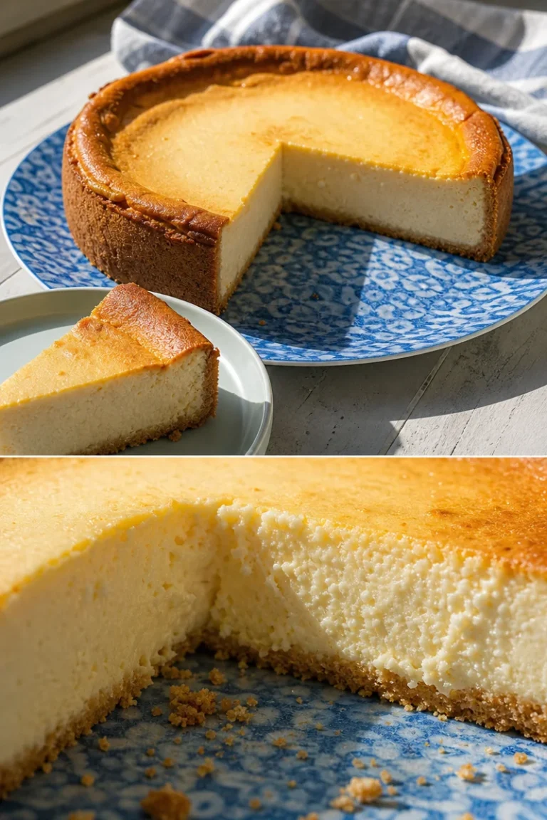 Käsekuchen wie früher – einfach, cremig, unwiderstehlich 3 Leckerer Käsekuchen auf einem Tisch serviert, perfekt für jede Feier.