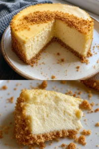 Klassischer Cheesecake mit Fruchtdekor auf einem Teller