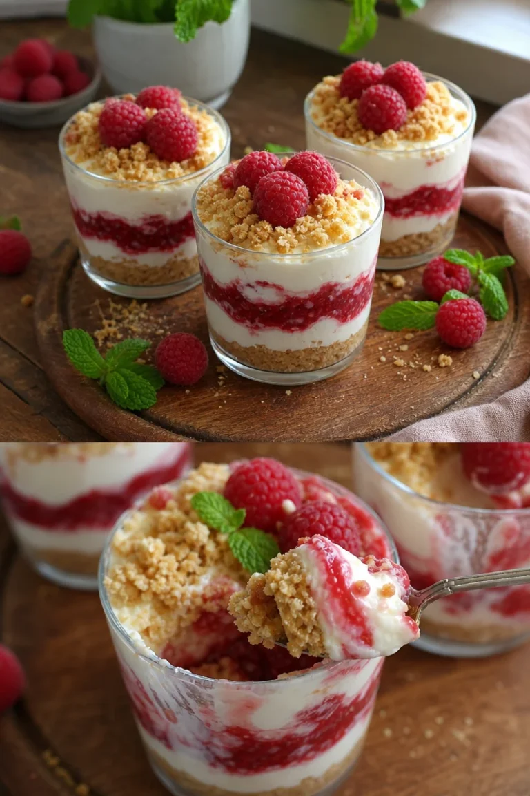 Mascarpone-Dessert mit Himbeeren 3 Leckeres Mascarpone-Dessert mit frischen Himbeeren angerichtet in einer Schüssel