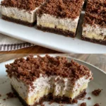 Leckeres Maulwurfkuchen vom Blech mit Schokoladenteig und Bananen