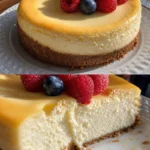 Leckeres Stück New York-Style Käsekuchen auf einem Teller