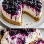 No Bake Blaubeer-Käsekuchen mit frischen Blaubeeren und cremiger Käsekuchenfüllung