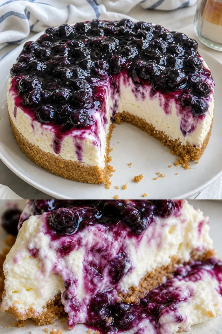 No Bake Blaubeer-Käsekuchen 1 No Bake Blaubeer-Käsekuchen mit frischen Blaubeeren und cremiger Käsekuchenfüllung