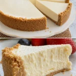 No-Bake Cheesecake Pie auf einem Kuchenteller serviert