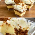 Leckeres One Night Stand Dessert auf einem Teller mit frischen Früchten dekoriert.