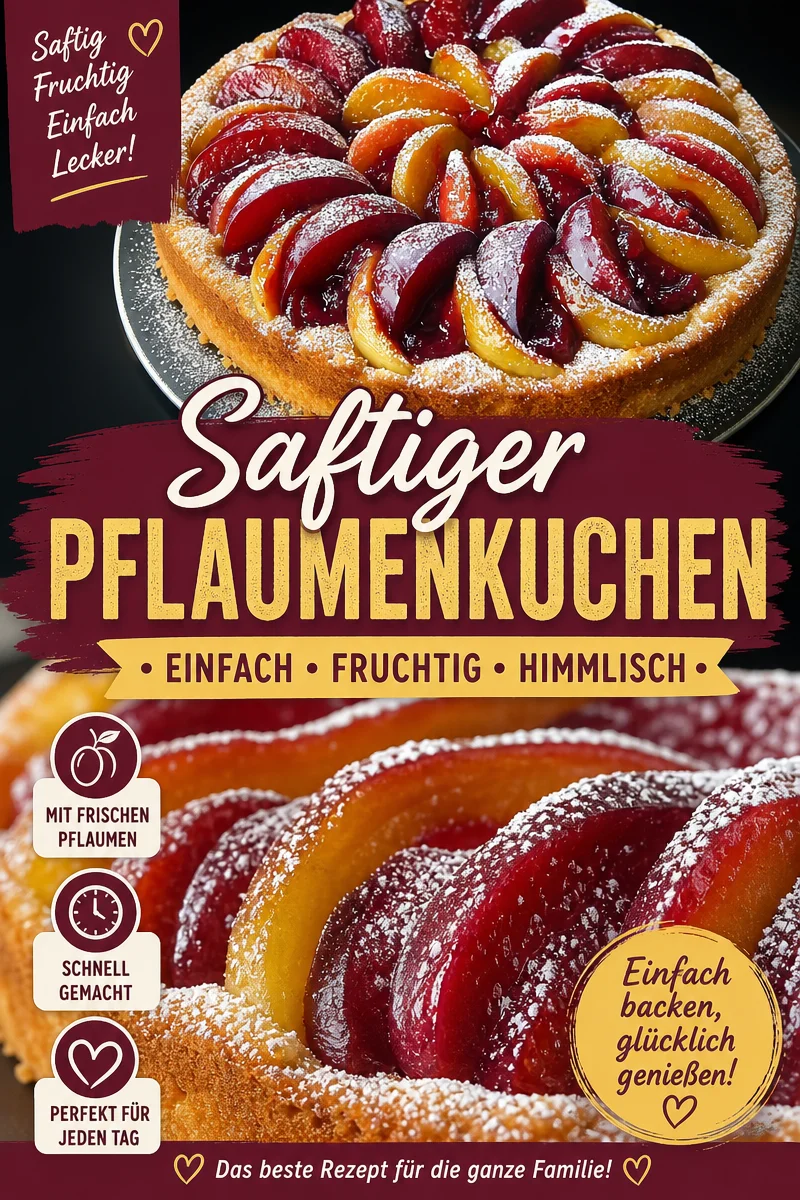 Saftiger Pflaumenkuchen nach Omas geheimem Rezept für den perfekten Herbstgenuss Saftiger Pflaumenkuchen nach Omas geheimem Rezept für den perfekten Herbstgenuss - Lass den Herbst mit diesem saftigen Pflaumenkuchen wieder lebendig werden. Mit Omas bestem Rezept und frisch geernteten Pflaumen verleitest du deine Sinne in die Kindheit zurück. Perfekt für gemütliche Nachmittage oder als süßer Abschluss eines festlichen Essens. Probiere es unbedingt aus und teile deine Kreationen mit uns! #Pflaumenkuchen #Herbstrezepte #OmasRezept