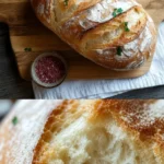 Schnelles Brot ohne Gehzeit auf einem Holzbrett serviert