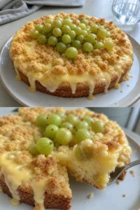 Stachelbeer Streuselkuchen Mit Pudding 1 Stachelbeer Streuselkuchen mit Pudding, frisch gebacken und perfekt serviert