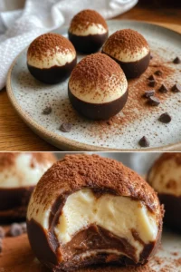 Leckere Tiramisu-Kugeln auf einem Teller serviert