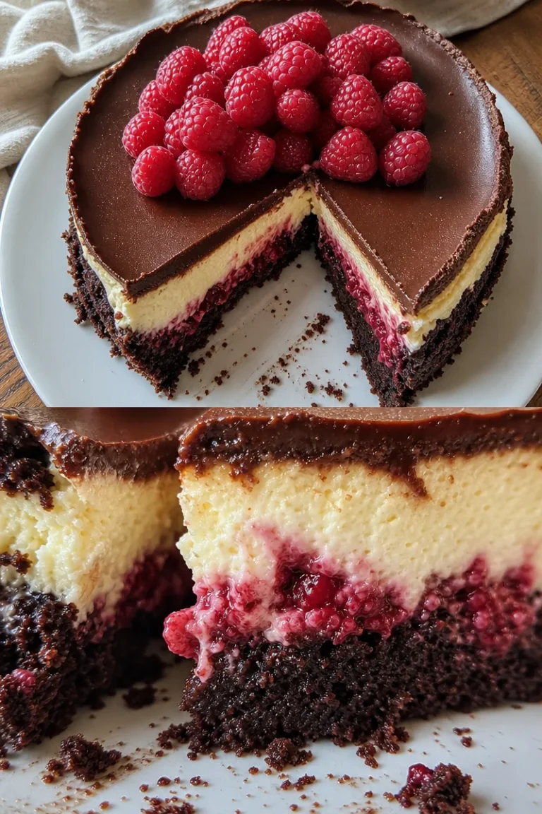 Himbeer-Brownie-Cheesecake Rezept 3 Himbeer-Brownie-Cheesecake mit frischen Himbeeren und Schokoladengeschmack