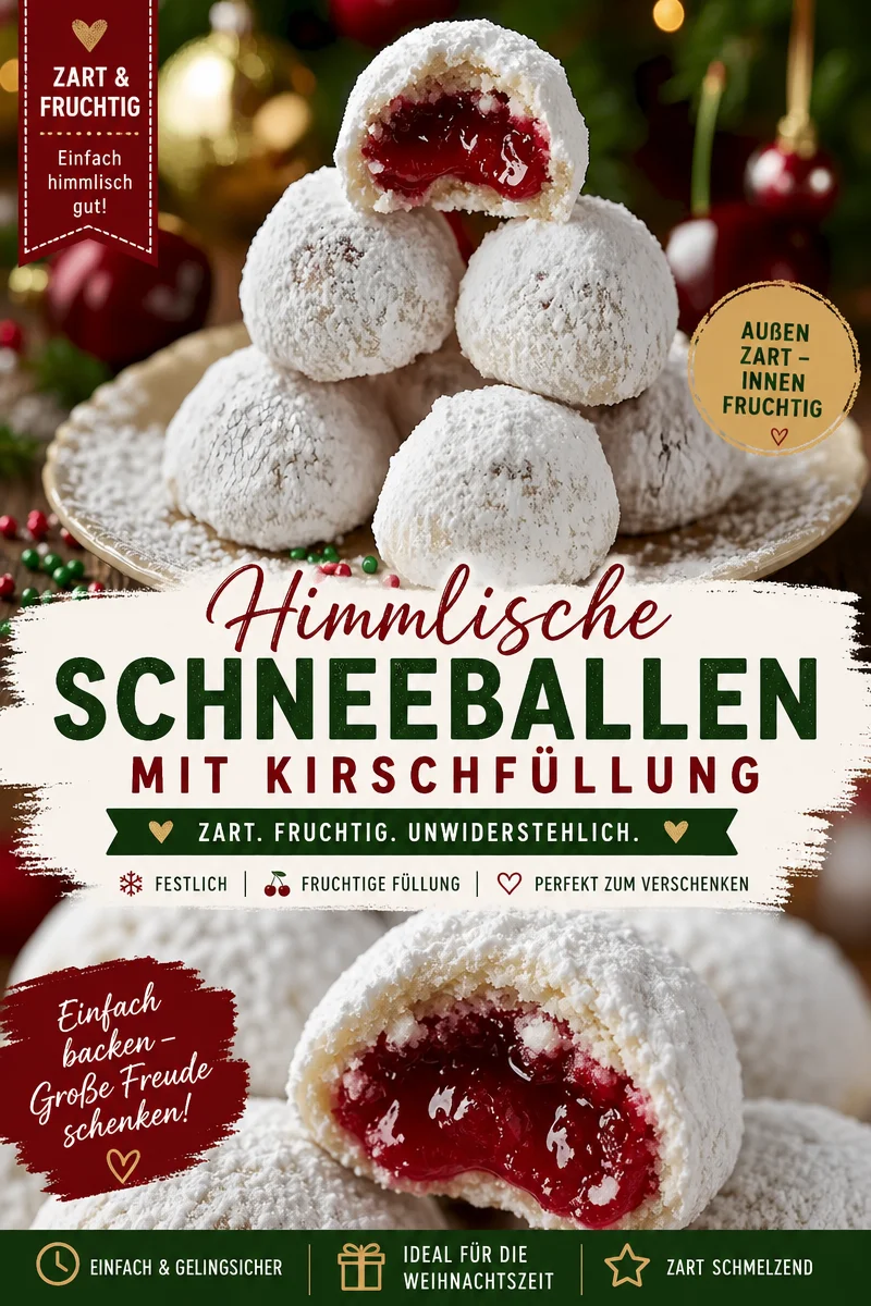 Verwöhne deine Gäste mit zarten Kirsch-Mandel Schneebällen für die Feiertage Verwöhne deine Gäste mit zarten Kirsch-Mandel Schneebällen für die Feiertage - Finde das perfekte Rezept für die Feiertage: Zarte Kirsch-Mandel Schneebälle! Diese leckeren Plätzchen sind einfach zuzubereiten und zergehen auf der Zunge. Mach deine Feiertage unvergesslich mit diesem magischen Keks, der mit Kirschkonfitüre gefüllt ist. Probiere das Rezept aus und überrasche deine Lieben! Jetzt nachbacken! #Weihnachtsgebäck #Plätzchenrezept #LeckereRezepte