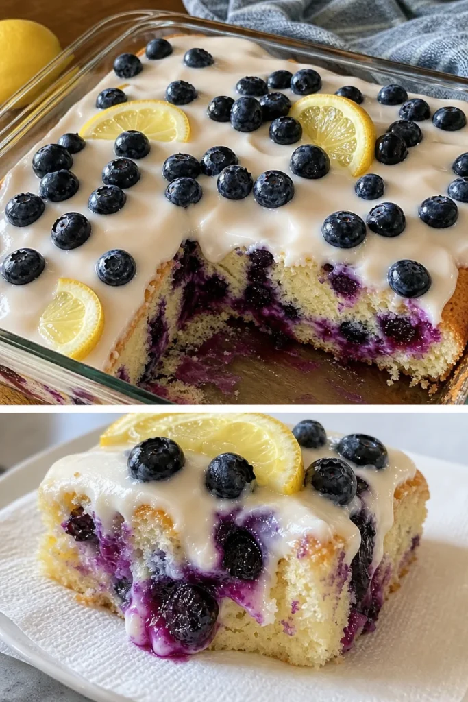 Zitronen-Blaubeer-Kuchen mit Cheesecake-Topping 2 Zitronen-Blaubeer-Kuchen mit Cheesecake-Topping