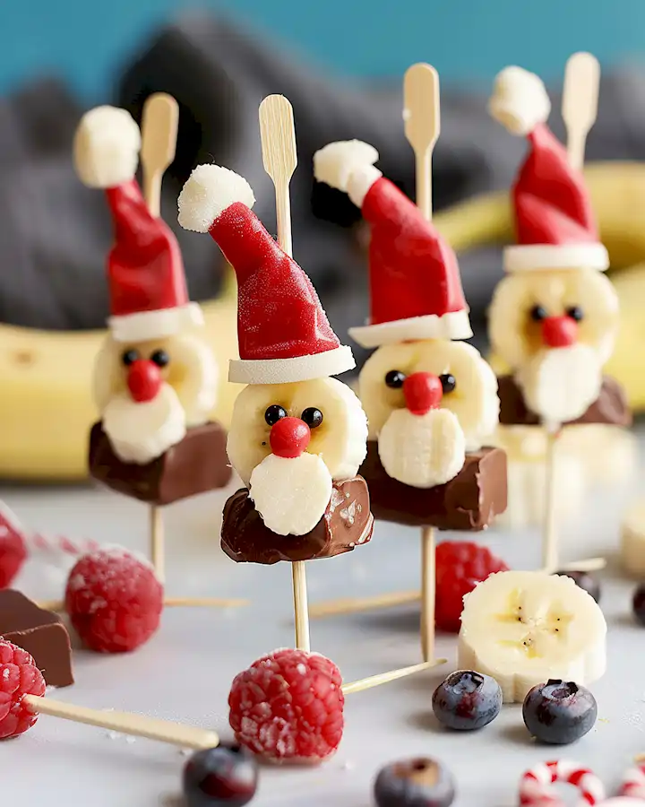 Bananen-Nikoläuse am Spieß: Festlicher Genuss 3 Bananen-Nikoläuse am Spieß: Festlicher Genuss