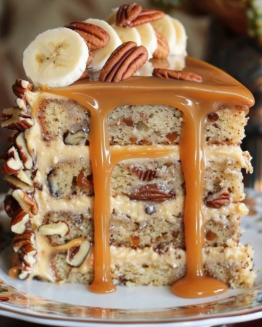 Bananen-Pekan-Karamell-Torte Ein Fest für Genießer 3 Bananen-Pekan-Karamell-Torte Ein Fest für Genießer