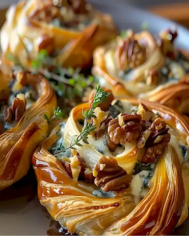 Blätterteig Schnecken mit Blauschimmelkäse 3 Blätterteig Schnecken mit Blauschimmelkäse