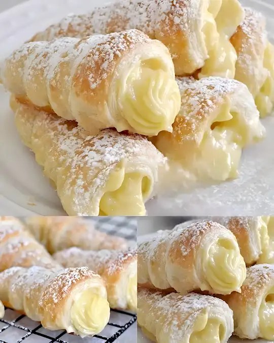 Blätterteighörnchen mit Cremefüllung