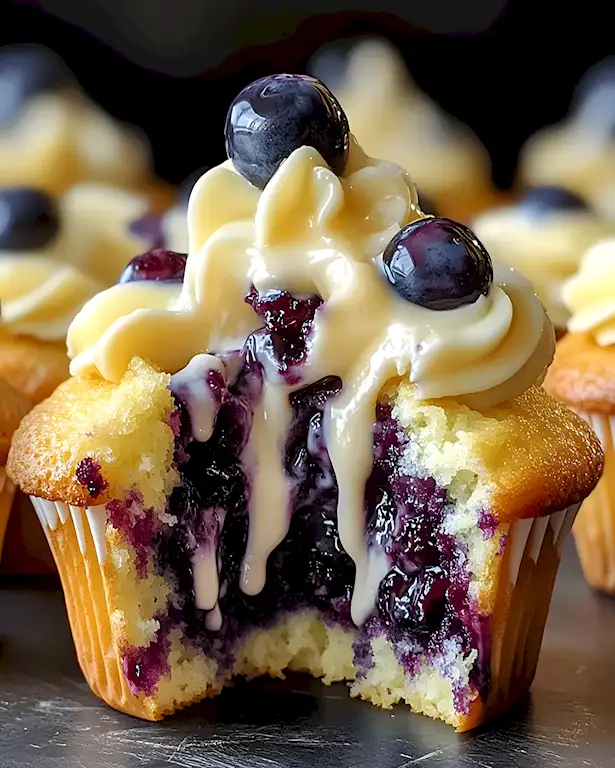 Blaubeer Käsekuchen Cupcakes mit weißer Schokolade 3 Blaubeer Käsekuchen Cupcakes mit weißer Schokolade