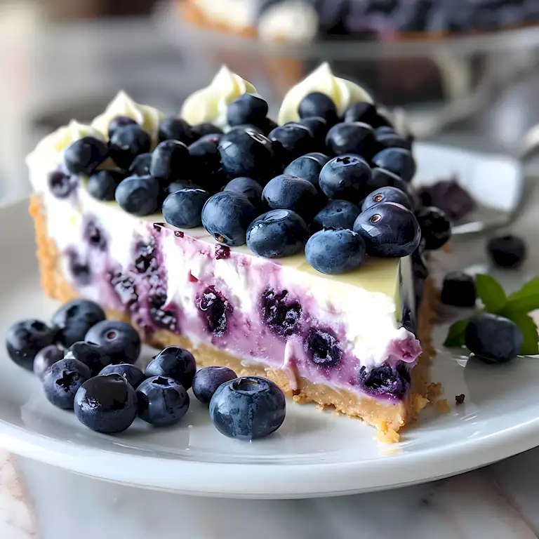 Blaubeer-Käsekuchen mit weißer Schokolade