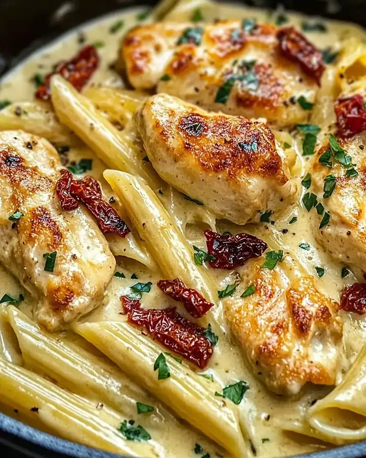 Cremige Hähnchen-Pasta mit Knoblauch und Parmesan 3 Cremige Hähnchen-Pasta mit Knoblauch und Parmesan