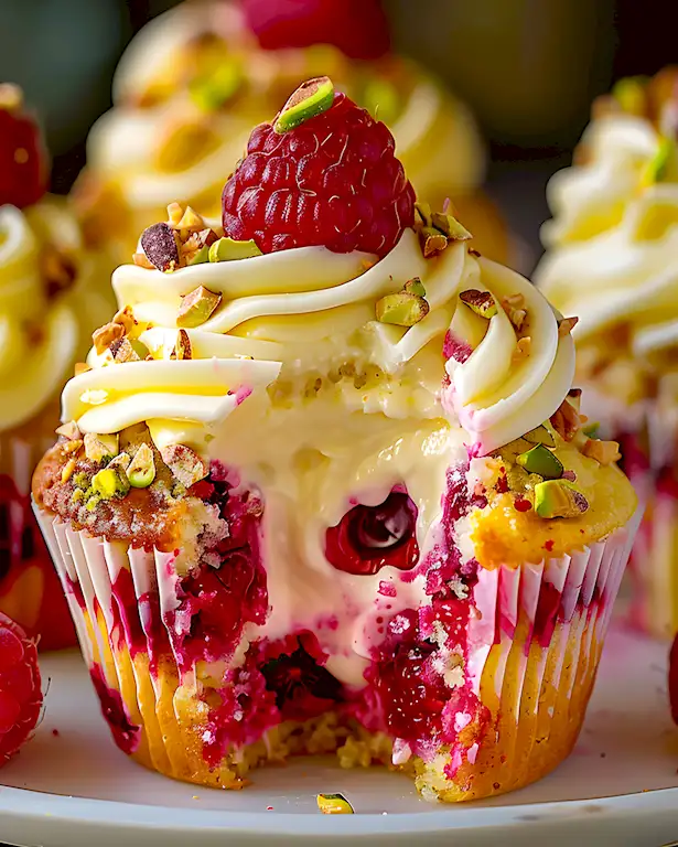 Cremige Himbeer-Pistazien Käsekuchen Muffins 3 Cremige Himbeer-Pistazien Käsekuchen Muffins