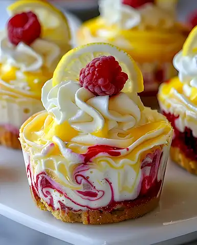 Cremige Zitronen-Himbeer Käsekuchen-Küchlein im Muffinblech 3 Cremige Zitronen-Himbeer Käsekuchen-Küchlein im Muffinblech