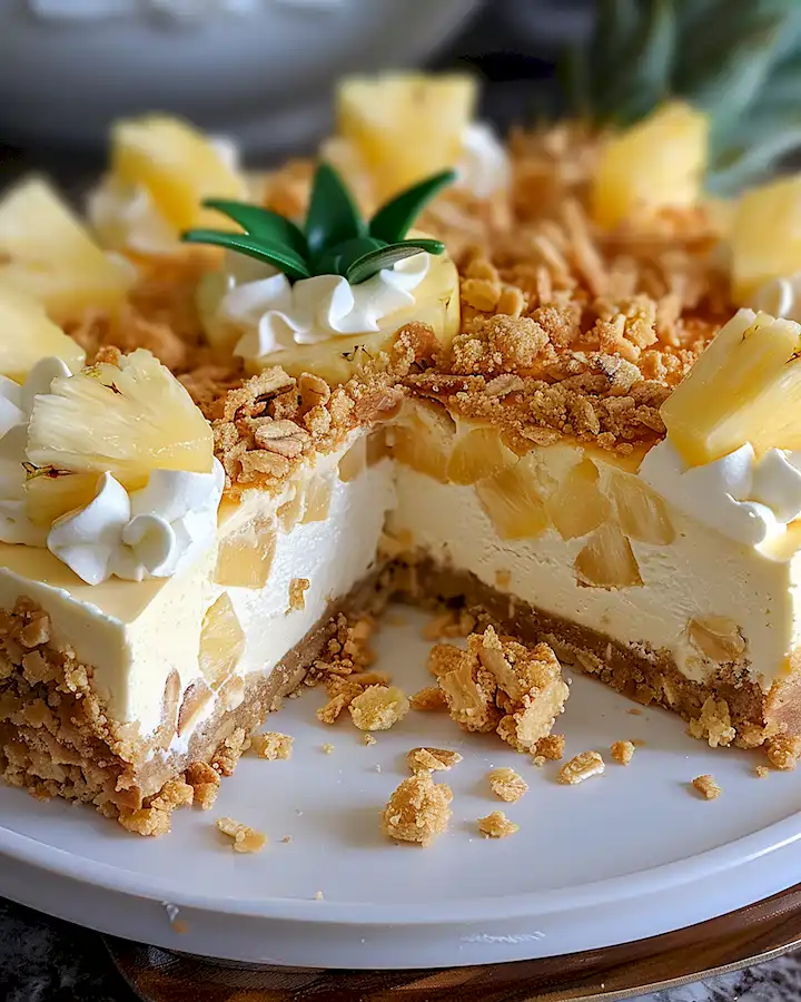 Cremiger Ananas Käsekuchen mit Knusper-Topping