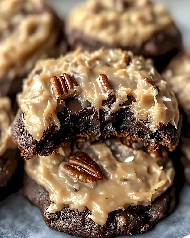 Schoko-Ganache-Kekse mit Kokos und Pekannüssen