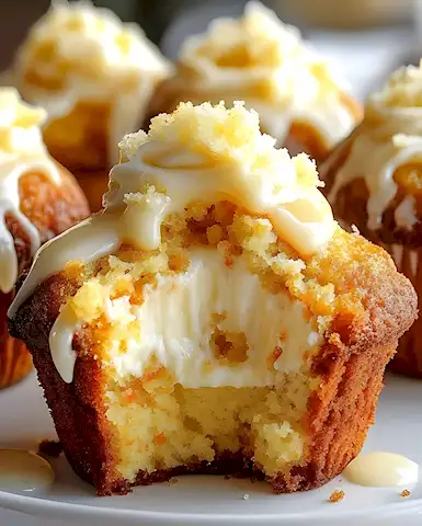 Einfache Karotten-Muffins mit cremiger Frischkäsefüllung 3 Einfache Karotten-Muffins mit cremiger Frischkäsefüllung