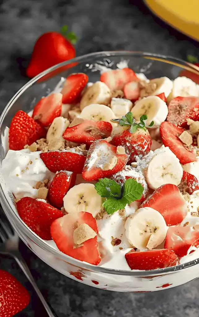 Erdbeer Bananen Käsekuchen Salat Rezept 3 Erdbeer Bananen Käsekuchen Salat Rezept