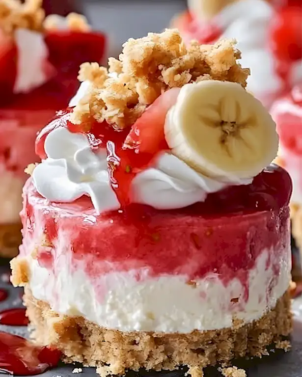 Erdbeer Bananen Mini Käsekuchen ohne Backen 3 Erdbeer Bananen Mini Käsekuchen ohne Backen