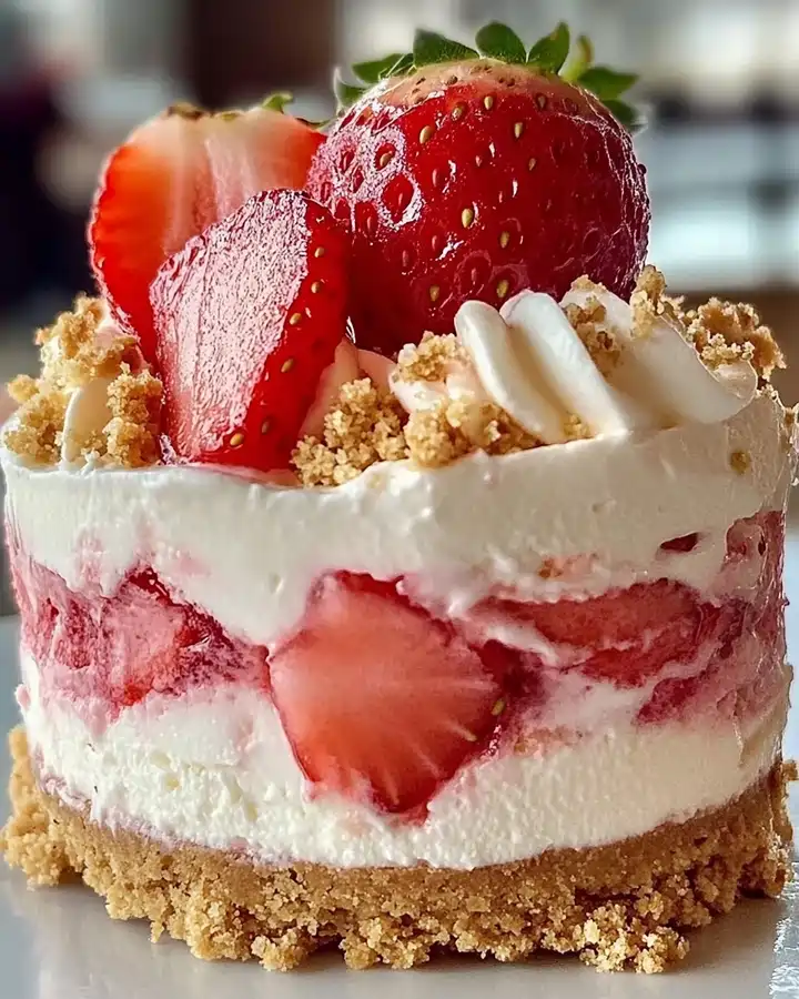 Erdbeer Knusper Käsekuchen Mousse Mini Glück 3 Erdbeer Knusper Käsekuchen Mousse Mini Glück