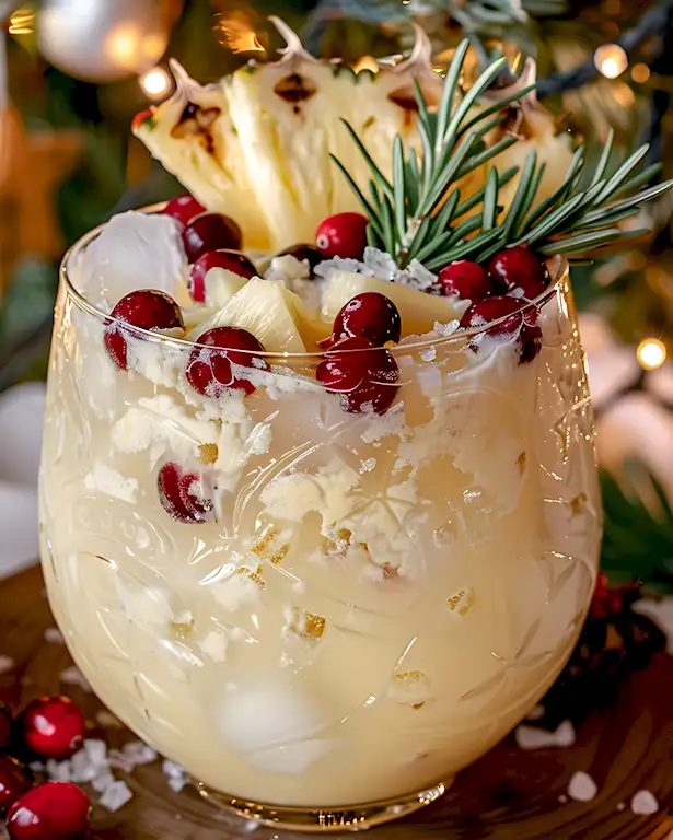 Festlicher Weißer Weihnachtspunsch mit Kokos und Ananas 3 Festlicher Weißer Weihnachtspunsch mit Kokos und Ananas